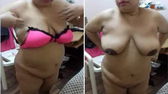Nri Milf Trying On Her Pink Bra Teasing Me Before Taking Off