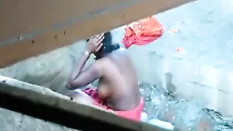 Married Village Wife Bathing Outside Caught On Hidden Camera Naked