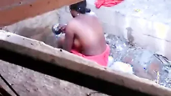 Married Village Wife Bathing Outside Caught On Hidden Camera Naked