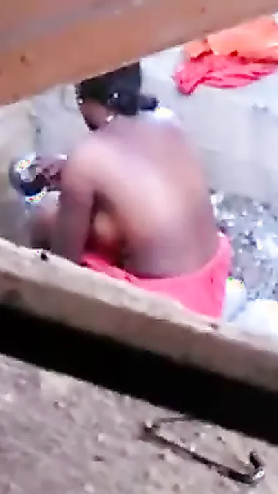 Married Village Wife Bathing Outside Caught On Hidden Camera Naked