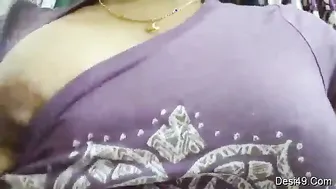 Married Wife Squeezing Her Big Milky Boobs Playing With Them