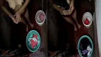 Hidden Cam Catches Innocent Girl Bathing Showing Everything