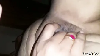 Busty Married Woman Spreading Wide While Hubby Fingers Her Deeply