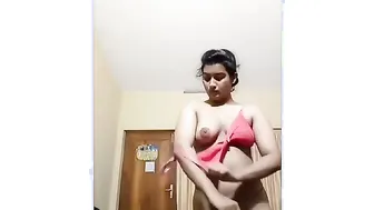 Indian Babe Stripping Naked Revealing Her Boobs And Tight Pussy