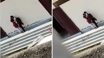 College GF Kissing Me Outdoors In Public Risking It All