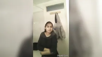 Young GF Stripping Naked Showing Everything To Her Man