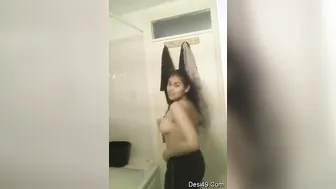 Young GF Stripping Naked Showing Everything To Her Man