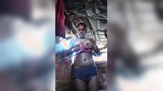 Village GF Showing Her Natural Tits And Tight Pussy