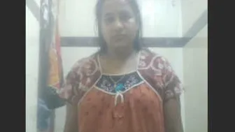 Married Boudi Stripping Naked Revealing Her Curves In Bathroom