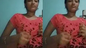 Cute Desi Babe Lifting Shirt And Showing Her Hard Nipples Close