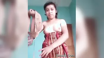 Young Desi Babe Showing Off Her Perky Tits On Video For Lover