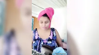 South Indian Babe Bathing And Dressing Up After A Hot Shower