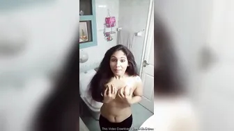 College GF Stripping Completely Naked In Bathroom Alone