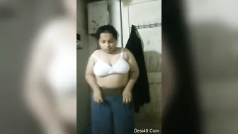 Chubby Indian Wife Teasing Her Man Stripping Naked On Camera