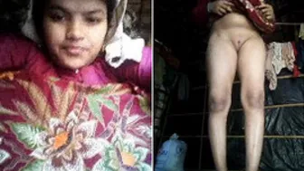 Innocent Looking Girl Spreading Her Tight Pussy For The Camera