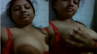 Bangla Babe Playing With Her Big Tits While Boyfriend Films