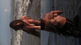 Hot Beach Babe Dancing Wild Losing Her Clothes In The Sand