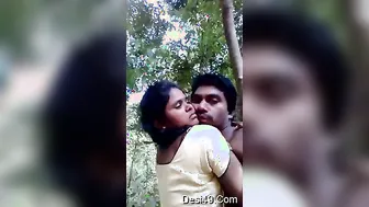 Married Indian Couple Kissing Outdoors Getting Wild Together