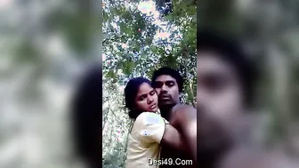 Married Indian Couple Kissing Outdoors Getting Wild Together