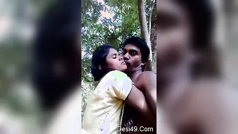 Married Indian Couple Kissing Outdoors Getting Wild Together