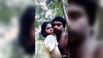 Married Indian Couple Kissing Outdoors Getting Wild Together