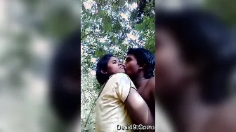 Married Indian Couple Kissing Outdoors Getting Wild Together