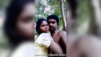 Married Indian Couple Kissing Outdoors Getting Wild Together
