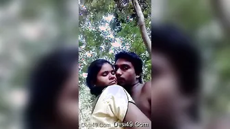 Married Indian Couple Kissing Outdoors Getting Wild Together