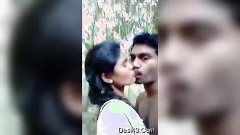 Married Indian Couple Kissing Outdoors Getting Wild Together