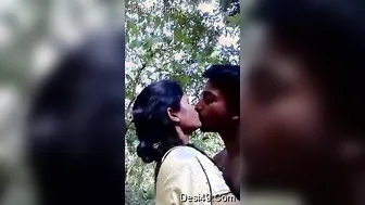 Married Indian Couple Kissing Outdoors Getting Wild Together