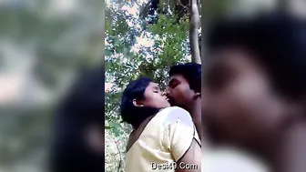 Married Indian Couple Kissing Outdoors Getting Wild Together
