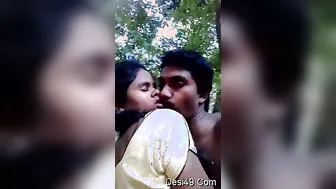 Married Indian Couple Kissing Outdoors Getting Wild Together