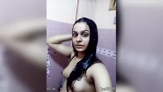 Young Desi Girl Taking Naked Selfies In Bathroom Mirror Alone