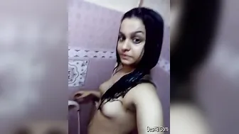 Young Desi Girl Taking Naked Selfies In Bathroom Mirror Alone