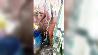 Wife Bathing Naked Outdoors And I Filmed Her Without Knowing