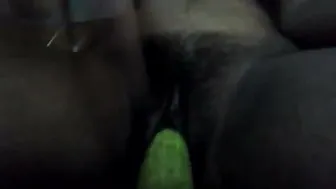 Babe Using Cucumber To Pleasure Her Tight Pussy At Home Alone