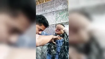 College GF Getting Her Tits Sucked Outdoors By Lover