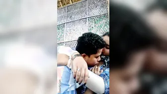 College GF Getting Her Tits Sucked Outdoors By Lover