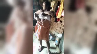 Village Wife Putting On Clothes While Husband Films Her Ass