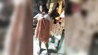 Village Wife Putting On Clothes While Husband Films Her Ass