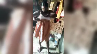 Village Wife Putting On Clothes While Husband Films Her Ass