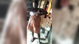 Village Wife Putting On Clothes While Husband Films Her Ass