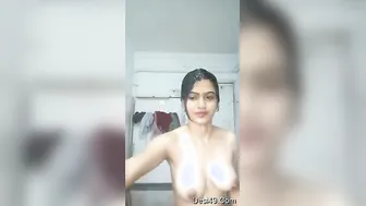 College Babe With Huge Natural Tits Bathing Naked In Bathroom