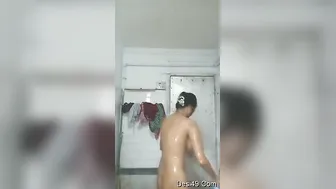 College Babe With Huge Natural Tits Bathing Naked In Bathroom