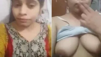 Married Bhabhi Flaunting Her Huge Tits And Freshly Shaved Pussy
