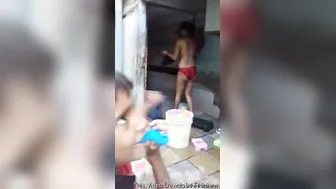 Village Babe With Huge Tits Bathing Naked At Outdoor Well Caught