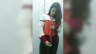 Cute GF Taking Naked Boob Selfies In The Bathroom