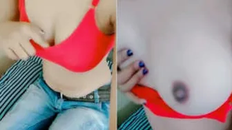 College GF Showing Off Her Perky Tits In Hostel Room