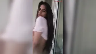 Indian College Babe Pressing Her Soft Boobs Teasing On Camera