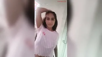 Indian College Babe Pressing Her Soft Boobs Teasing On Camera